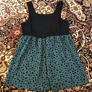 Shein Black and Teal Polka Dot romper